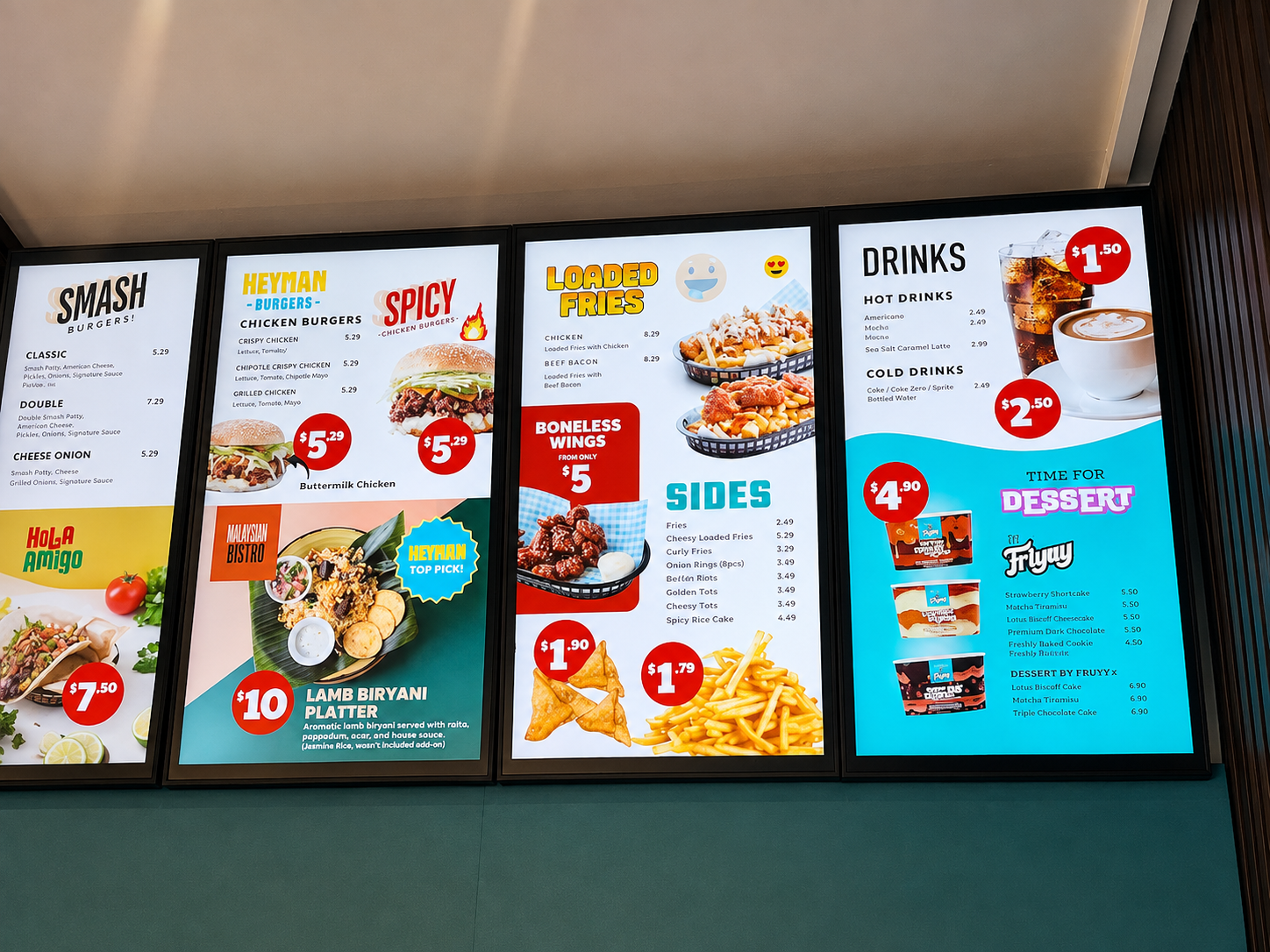 Menu board wall in Preston